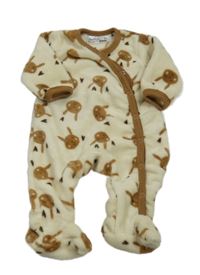 Béžový chlupatý overal s králíky Ergee