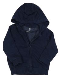 Tmavomodrá prepínaci mikina s výšivkou a kapucňou zn. F&F