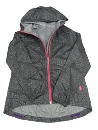 Antracitová vzorovaná šušťáková nepromokavá funkčná bunda s kapucňou Decathlon