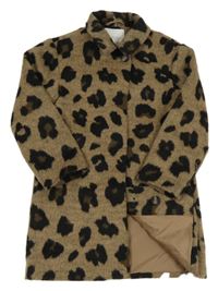 Hnědý vzorovaný vlněný podšitý kabát Next