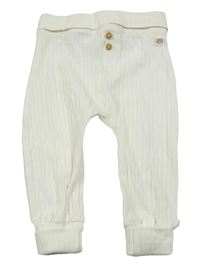 Smotanové rebrované tepláky s gombíkmi