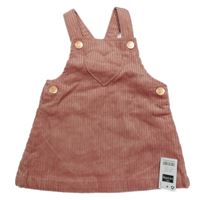 Nové - Starorůžové manšestrové laclové šaty se srdcem Dunnes