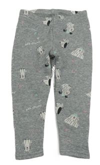 Šedé melírované zateplené legíny se psy