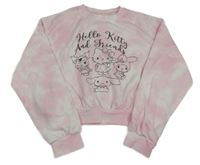 Ružovo-biela batikovaná crop mikina s Hello Kitty a přáteli Primark