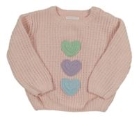 Růžový svetr se srdíčky Primark