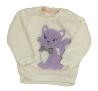 Smotanová chlpatá mikina s mačkou