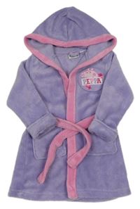 Lila chlpatý župan s Peppou a kapucňou