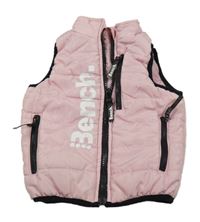 Růžová šusťáková zateplená vesta s nápisem Bench