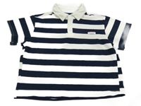 Smetanovo-tmavomodré pruhované polo tričko