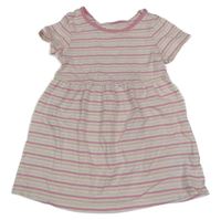 Bielo-ružové pruhované bavlnené šaty Impidimpi