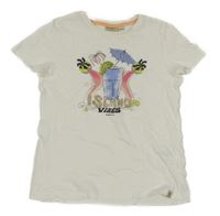 Smetanové tričko se sklenicí a deštníkem Garcia