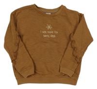 Hnedá mikina s nápisom a volánikmi C&A