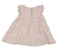 Ružovo-biele pruhované šaty s gombíkmi Topomini