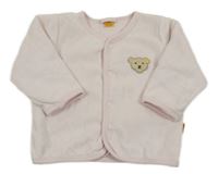 Světlerůžová sametová zateplená propínací mikina s medvědem Steiff