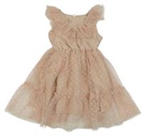 Pudrové šaty s tylem s bodkami