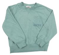 Svetlozelená mikina s výšivkou a nápisom Primark