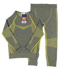 Nové - 2set - Zelené melírované spodní funkční triko + kalhoty Lupilu