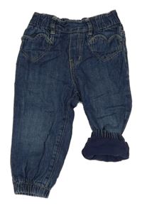 Modré podšité jogger rifle se srdíčky H&M