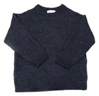 Tmavomodrý melírovaný vlnený sveter H&M