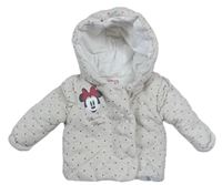 Světlešedá puntíkatá zateplená mikina s Minnie a kapucí Disney