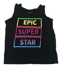 Čierne tielko s farebným nápisom Primark