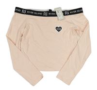 Svetloružové crop tričko s logom River Island