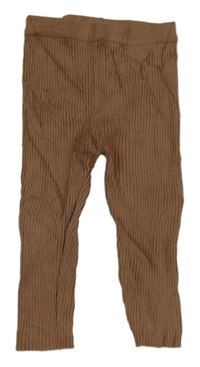 Hnedé rebrované pletené legíny F&F
