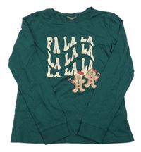 Tmavozelené pyžamové tričko s nápisom a perníčky