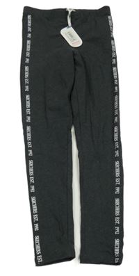 Nové - Tmavosivé melírované legíny s nápismi Skechers