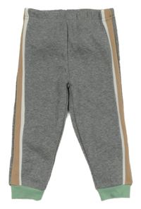 Šedé melírované tepláky s béžovým pruhem 