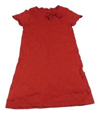 Červené trblietavé pletené šaty s mašlou H&M