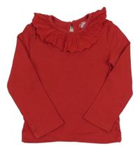 Červené žebrované triko s volánkem F&F