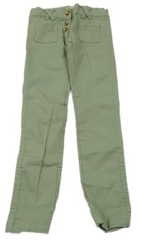 Zelené plátenné skinny nohavice