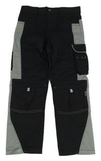 Černo-šedé kalhoty s kapsami 