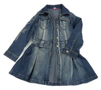 Modré propínací riflové šaty s límečkem