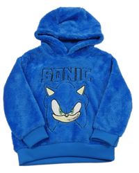 Modrá plyšová mikina so Sonicem a kapucňou