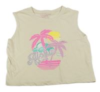 Smotanový top s palmami Primark