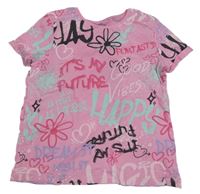 Ružové tričko s nápismi Primark