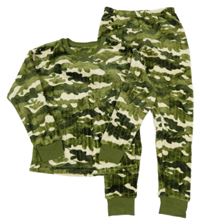 Zeleno-smetanové army plyšové pyžamo dunnes