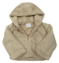 Béžová kožešinová podšitá bunda s kapucí Primark