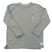 Sivo-tmavomodré pruhované tričko s vreckom F&F