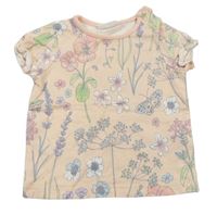 Svetloružové kvetované tričko s motýly Next