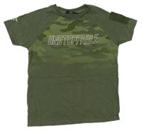 Khaki-army ombré tričko s nápisom George