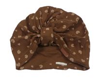 Hnědá žebrovaná turbanová čepice s leopardím vzorem 