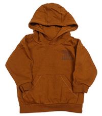 Hnedá mikina s nápisom a kapucňou Matalan
