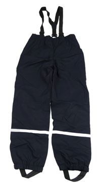 Tmavomodré šusťákové laclové kalhoty H&M