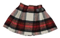 Červeno-bielo-čierna kockovaná skladaná sukňa Next