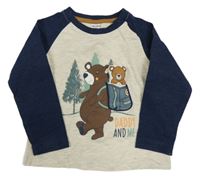 Béžovo-tmavomodré triko s medvídky Dopodopo