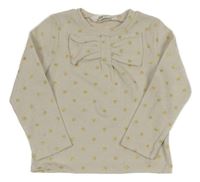 Smetanovo-zlatý bodkovaná ý sveter s mašlou H&M