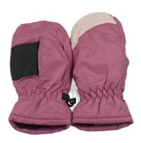 Růžové šusťákové palcové zimní rukavice